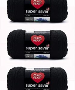 Red Heart Super Saver Black Yarn - 3 Pack of 198g/7oz - Acrylic - 4 Medium (Worsted) - 364 Yards - Knitting/Crochet